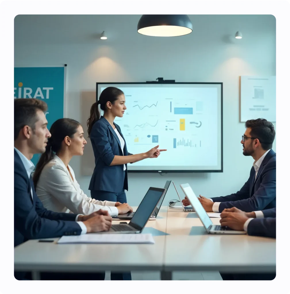 Data Processing 24 A marketing team, consisting of two girls and three boys, is working in an office.